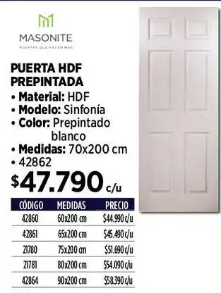 Construmart Puertas hdf prepintada oferta