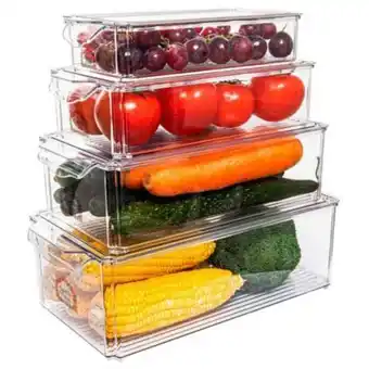 Linio Organizador refrigerador cocina contenedores con tapa set 4 oferta