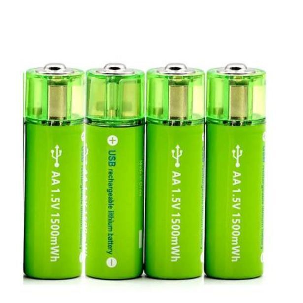 Linio Pack de 4 pilas aa usb litio recargables 1.5v 2200mah 1200 cargas oferta