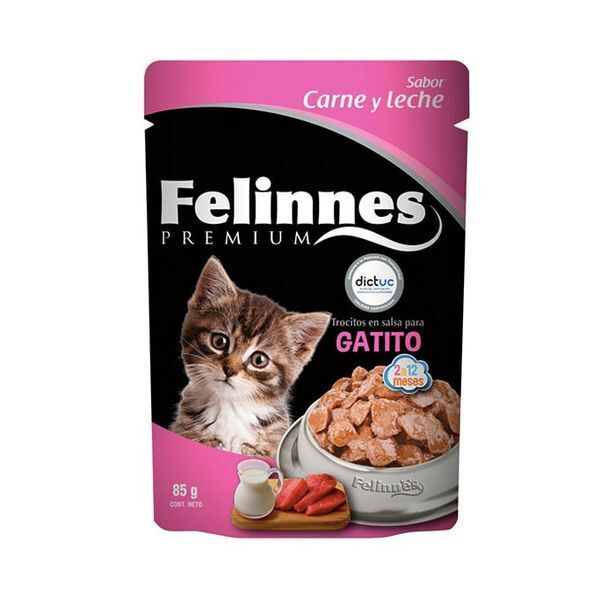 Supermercado El Trébol Alimento húmedo gato felinnes pouch carne y leche 85 gr oferta