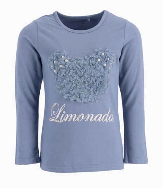 Limonada Polera niña con osos y perlas celeste oferta