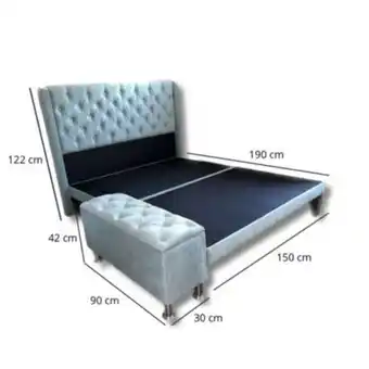 Linio Cama europea decokmas 2 plazas verde menta + respaldo + baúl + patas oferta