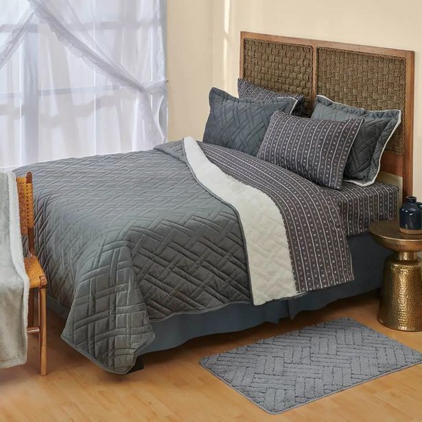 Velutti Colcha velvet single real gris oferta