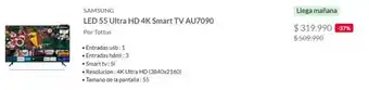 Tottus SAMSUNG LED 55 Ultra HD 4K Smart TV AU7090 oferta