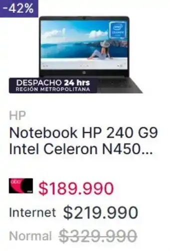Abcdin Notebook HP 240 G9 Intel Celeron N450... oferta