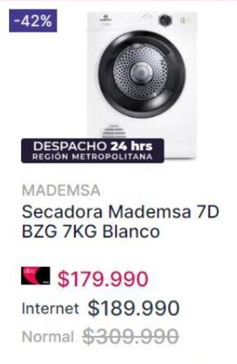 Abc MADEMSA Secadora Mademsa 7D BZG 7KG Blanco oferta
