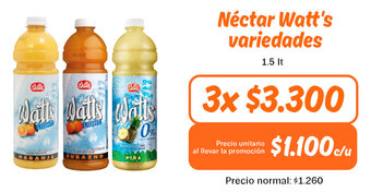 Mayorista 10 Néctar Watt's variedades 3 x 1.5 lt oferta