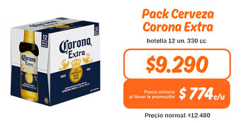 Mayorista 10 Pack Cerveza Corona Extra botella 12 un. 330 cc oferta