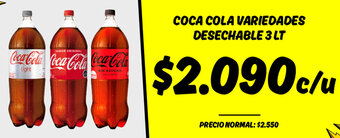 Mayorista 10 COCA COLA VARIEDADES DESECHABLE 3 LT oferta