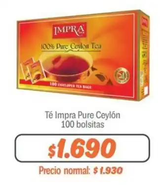 Mayorista 10 Té Impra Pure Ceylón 100 bolsitas oferta