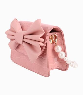 Limonada Cartera niña con lazo y perlas rosado oferta