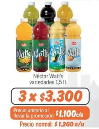 Mayorista 10 Néctar Watt's variedades 3 x 1,5 lt. oferta