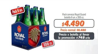 Mayorista 10 Pack cerveza Royal Guard botella 6 un. x 355 cc. oferta