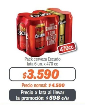 Mayorista 10 Pack cerveza Escudo lata 6 un. x 470 cc oferta