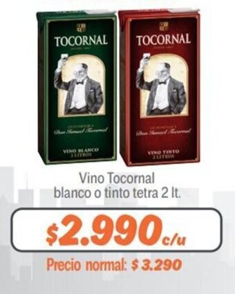 Mayorista 10 Vino Tocornal blanco o tinto tetra 2 It. oferta