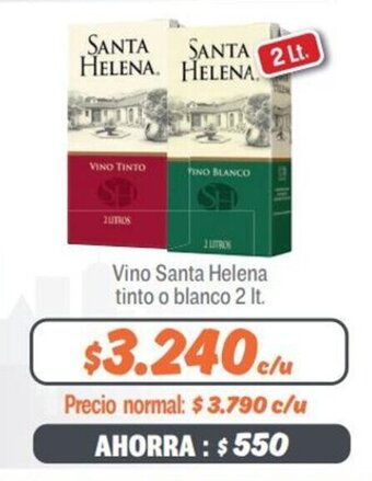 Mayorista 10 Vino Santa Helena tinto o blanco 2 lt. oferta