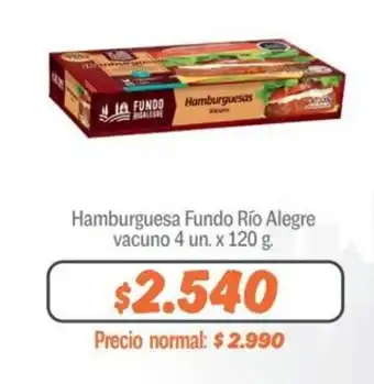 Mayorista 10 Hamburguesa Fundo Río Alegre vacuno 4 un. x 120 g. oferta