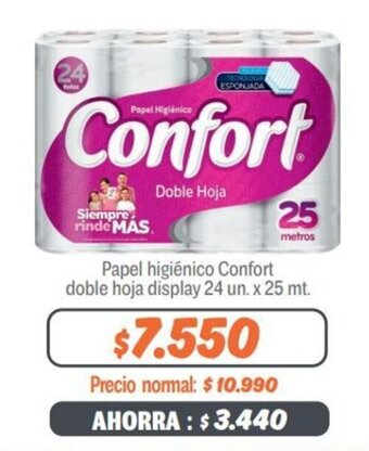 Mayorista 10 Papel higiénico Confort doble hoja display 24 un. x 25 mt. oferta