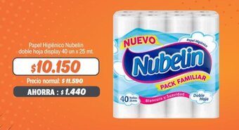 Mayorista 10 Papel Higiénico Nubelin doble hoja display 40 un x 25 mt. oferta