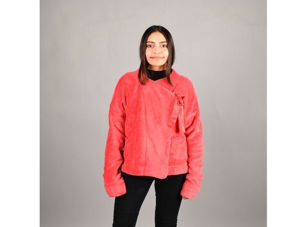 Ripley Polerón cruzado mujer polar rojo l oferta