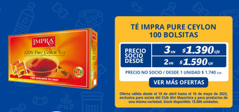 Alvi TÉ IMPRA PURE CEYLON 3 UN x 100 BOLSITAS oferta