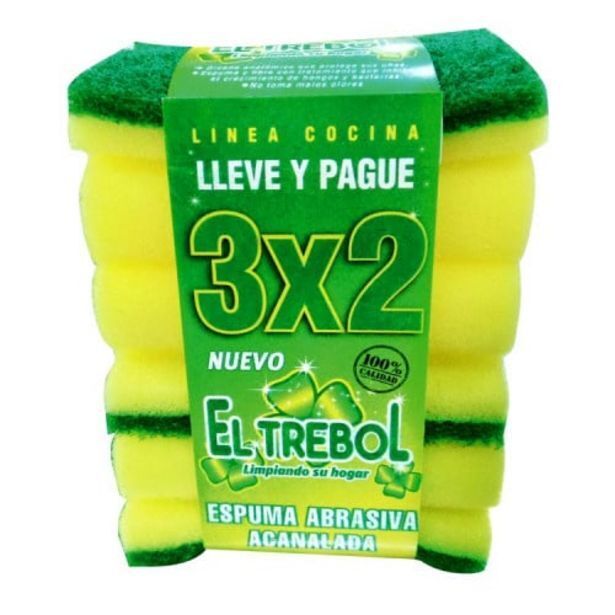 Supermercado El Trébol Esponja 3 x 2 acanalada el trebol oferta