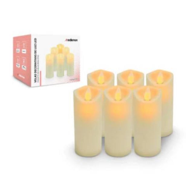 Linio 6 velas led grandes redlemon pack a pilas flama realista 4x4x4.30 cm oferta