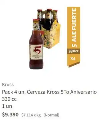 Jumbo Pack 4 un. Cerveza Kross 5To Aniversario 330 cc oferta