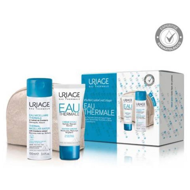 Linio Pack eau thermale crema de agua + agua micelar termal pieles normales a secas + cosmetiquero uriage oferta