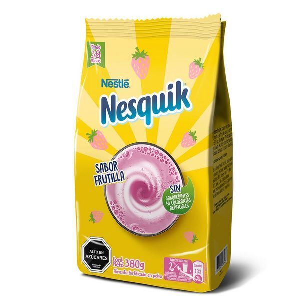 Unimarc Saborizante para leche nesquik optistart frutilla bolsa 380 g oferta