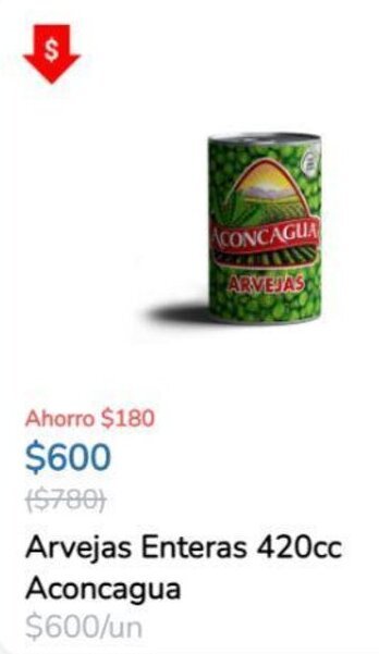 Super Bodega a Cuenta Arvejas Enteras 420cc Aconcagua oferta