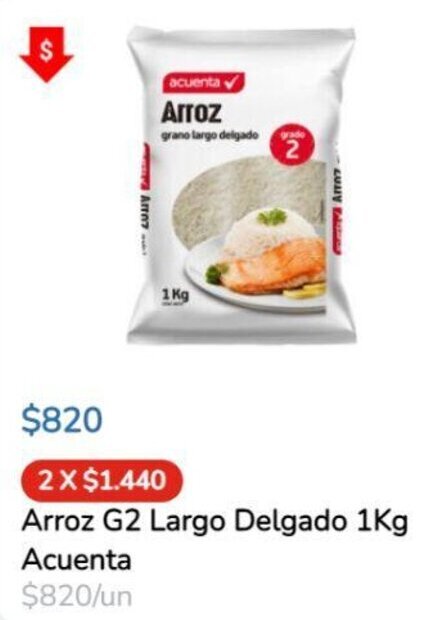 Super Bodega a Cuenta Arroz G2 Largo Delgado 1Kg Acuenta oferta