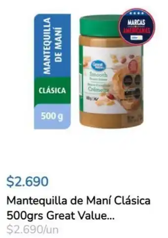 Super Bodega a Cuenta Mantequilla de Maní Clásica 500grs Great Value... oferta