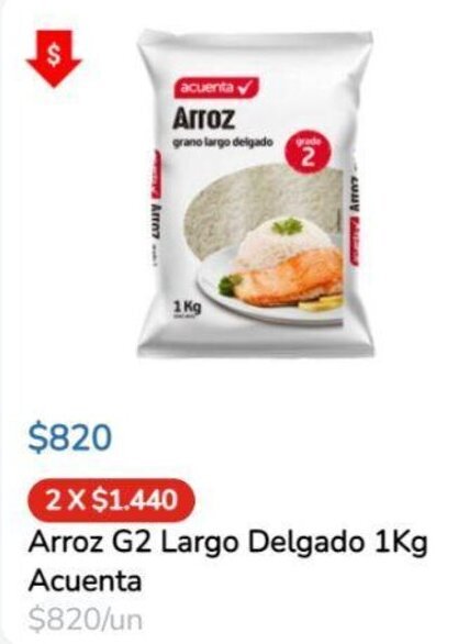 Super Bodega a Cuenta Arroz G2 Largo Delgado 1Kg Acuenta oferta
