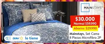 Lider Mainstays, Set Cama 8 Piezas Microfibra 2P oferta