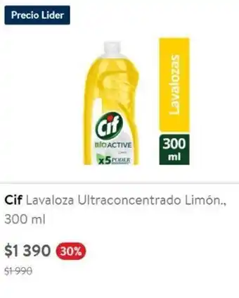 Lider Cif Lavaloza Ultraconcentrado Limón., 300 ml oferta