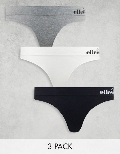 Asos Ellesse 3 pack seamfree ribbed thongs in black, grey and white oferta