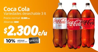 Unimarc Coca Cola Variedades desechable 3 It oferta