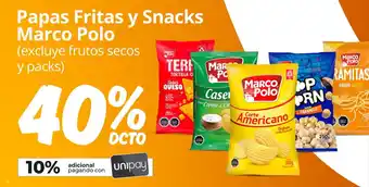 Unimarc Papas Fritas y Snacks Marco Polo (excluye frutos secos y packs) oferta