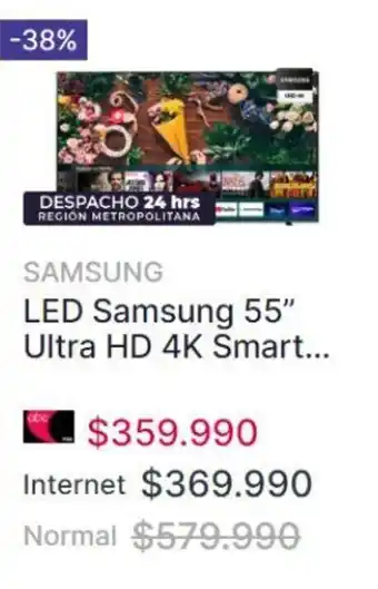 Abcdin LED Samsung 55" Ultra HD 4K Smart... oferta