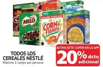 Alvi TODOS LOS CEREALES NESTLÉ Máximo 2 canjes por persona oferta