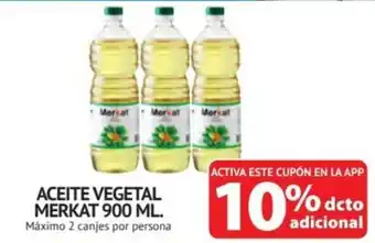 Alvi ACEITE VEGETAL MERKAT 900 ML. Máximo 2 canjes por persona oferta