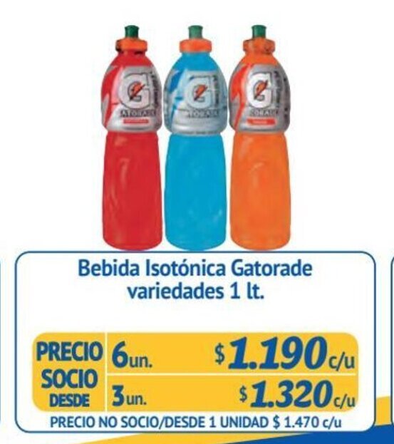 Alvi Bebida Isotónica Gatorade variedades 6 un x 1 lt. oferta