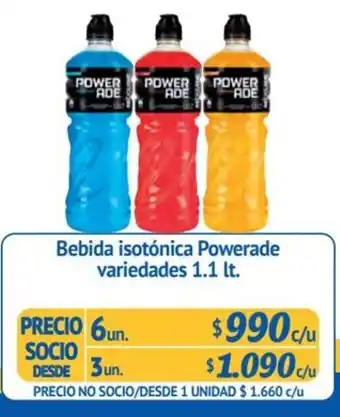 Alvi Bebida isotónica Powerade variedades 6 un x 1.1 lt. oferta