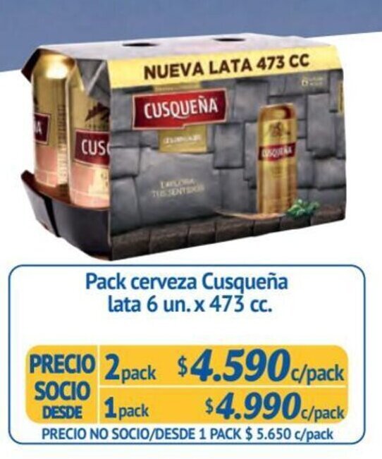 Alvi Pack cerveza Cusqueña lata 2 pack x 6 un. x 473 cc. oferta