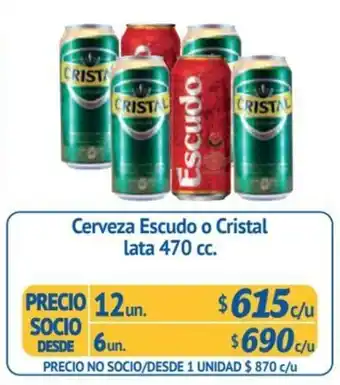 Alvi Cerveza Escudo o Cristal lata 12 un x 470 cc. oferta
