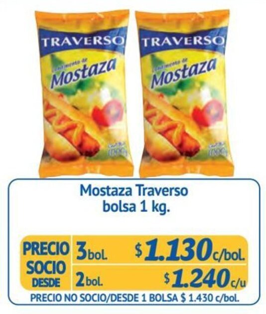 Alvi Mostaza Traverso bolsa 3 bol. x 1 kg. oferta