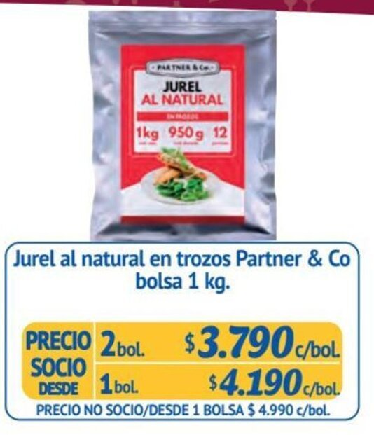 Alvi Jurel al natural en trozos Partner & Co bolsa 2 bol. x 1 kg. oferta