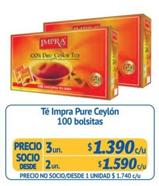 Alvi Té Impra Pure Ceylón 3 un x 100 bolsitas oferta