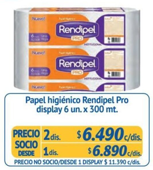 Alvi Papel higiénico Rendipel Pro display 2 dis. x 6 un. x 300 mt. oferta